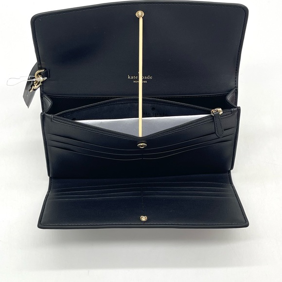 Kate Spade Madison Trifold Travel Wallet Wristlet Black - Picture 6 of 8
